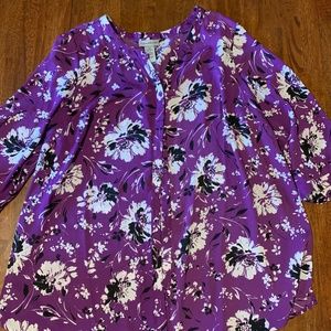 Catherine’s Purple Floral Tunic Blouse Size 0X